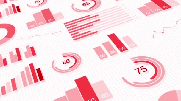 4K Loop Análisis de datos Gráficos y otros datos empresariales, animación tecnológica corporativa. — Vídeos de Stock