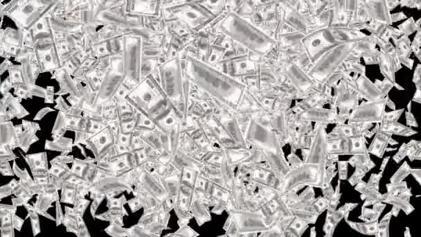 As notas de dólar estão a cair. Isolado num fundo de Dark Loop. Um espaço em branco para usar conceitos de dinheiro. — Vídeo de Stock