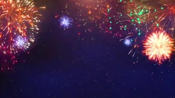 4K Abstract Loop naadloos van echte Fireworks Show Explosie Achtergrond. — Stockvideo