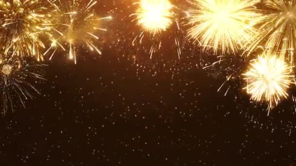 Explosão de fogos de artifício reais 4K em fumaça Foggy black Motion Background loop — Vídeo de Stock