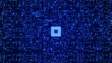 4K Döngü İşlemci devreleri ve elektronik bileşenler PC Donanım 'daki bir ana kartta CPU veri akışı.