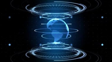 Simgelerle 4K Dijital Arayüzü Siber Uzay Döngü Arkaplanı.