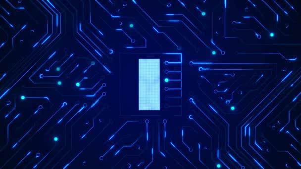 Abstrakt Blue Circuit Board tekniska nätverk bakgrund Loop Animation — Stockvideo