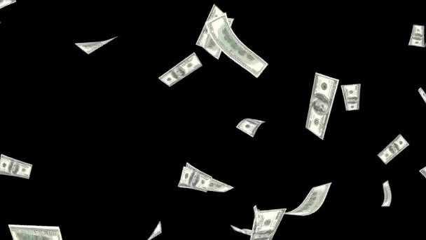 Концепция экономии и экономии денежных средств. 3D анимация. Падающие банкноты доллара. — стоковое видео