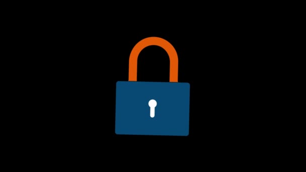 Icono de candado, símbolo de signo de seguridad Bloqueo de seguridad Icono Ilustración de bloqueo y desbloquear la animación de posición — Vídeo de stock