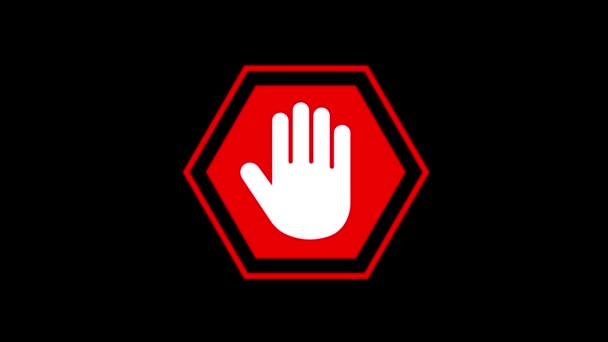4K Stop hand sign animation on Green screen Loop Animation background. — Stock Video