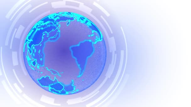 Loop Mundo digital globo 3D tecnologia conectada rede de dados Animação Fundo. — Vídeo de Stock