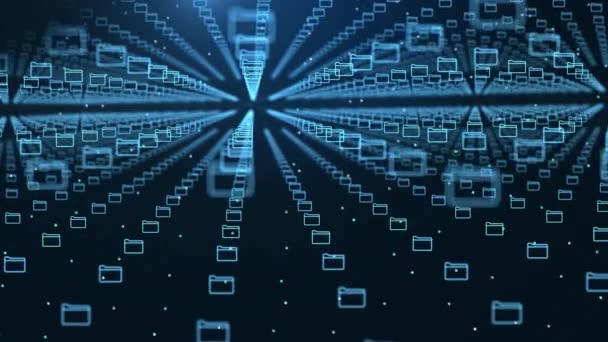 Abstracto azul oscuro datos de la red digital Túnel de flujo de datos en el fondo de la tecnología de comunicación. — Vídeos de Stock