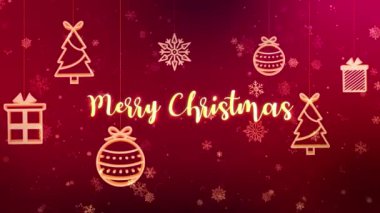 2022 Yeni Yıl ve Mutlu Noeller Kızıl Arkaplan Yağan kar ve kar taneleriyle