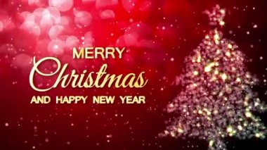 3D Yeni Yıl ve Noel konsepti Döngü animasyonu, renkli ışıklandırmalı ağaç