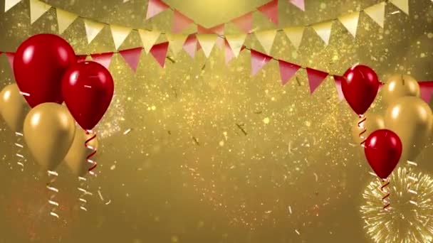 Golden Merry Ornamenti di Natale appeso 4K Loop animazione sfondo. — Video Stock