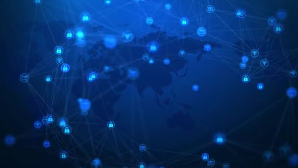 Futuristic Digital World Connections (en inglés). Data and Networks Around the Globe (en inglés). Fondo de bucle. — Vídeo de stock