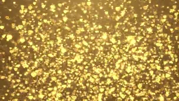 Vackra Alla hjärtans dag gyllene hjärtan gjorda av gnistor partiklar i Loopas animation bakgrund — Stockvideo
