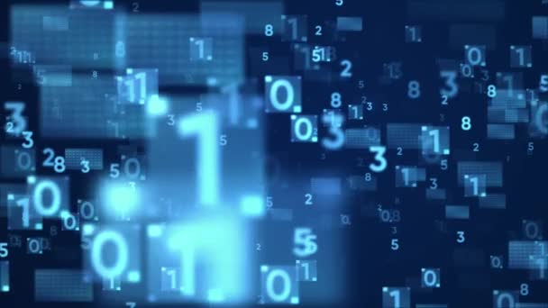 Abstract dark blue digital grid data Data Stream Tunnel into communication technology background. — Stock Video