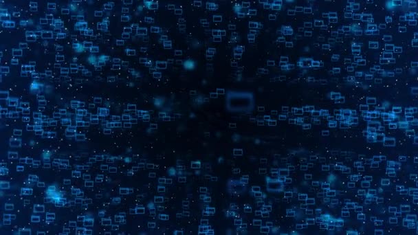 Abstrakt mörkblå digitalt rutnät data Stream Tunnel till kommunikationsteknik bakgrund. — Stockvideo