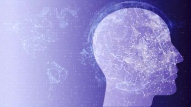 4K Soyut Döngü Yapay Zeka Makinesi İş Öğrenme İnternet Modern Teknoloji Konsepti.