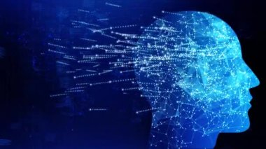 Yapay Zeka AI yüz ağı Ai hat devre teknolojisi Data Transfer 5g ağ arkaplanı.