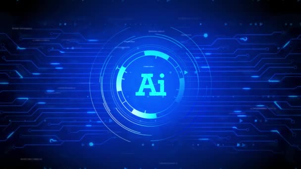 Intelligenza artificiale e concetto di apprendimento automatico. simbolo AI Loop Animazione. — Video Stock