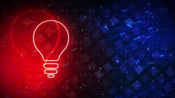 Technologie budoucnosti žárovek, inovační zázemí, koncepce kreativních nápadů. žárovka Creative Idea Concept. — Stock video