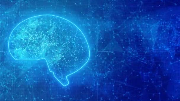 Τεχνολογία 4K Τεχνητή νοημοσύνη AI εγκέφαλος Loop animation ψηφιακή έννοια δεδομένων. — Αρχείο Βίντεο
