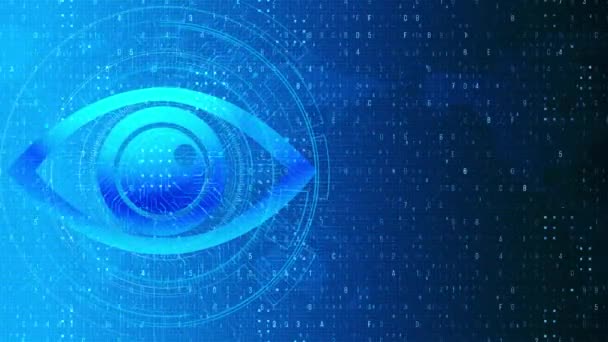4K Біометричний скринінг Кібероко, Цифрове око, Концепція безпеки, Концепція кібербезпеки . — стокове відео