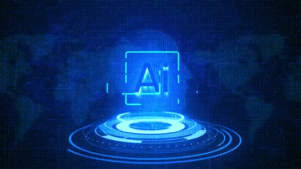 3d animação cibernética futurista Inteligência Artificial AI Learning Loop Concept. — Vídeo de Stock