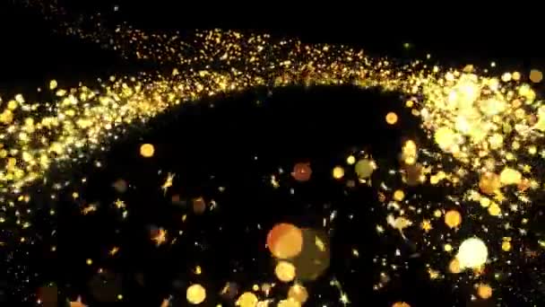 Golden sparkling glitter flight with light Dust trail Animation — Stock Video