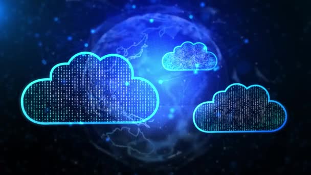 Big data IOT felhő számítási felhő szolgáltatás technológiai kapcsolat hálózati háttér. — Stock videók