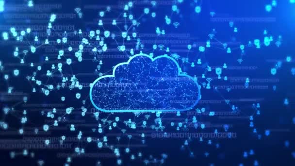 Cloud Computing, Μεγάλα δεδομένα και Παγκόσμια επικοινωνία. Ψηφιακό σύννεφο υπολογίζοντας Animation. — Αρχείο Βίντεο