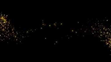 Altın animasyon ışıltılı akarsular Noel yıldızı kayan yıldız enerjisi uçan parçacıkların kuyruğu siyah arkaplan.