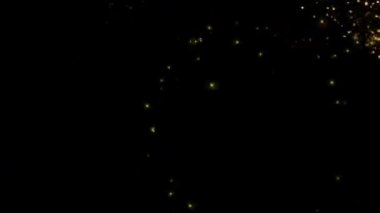 3 boyutlu toz izi. Parlak ışık animasyonlu altın parıltı dairesi çerçevesi..