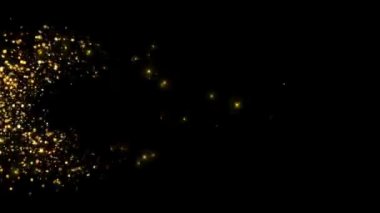 4K altın parçacıklar ve ışıltılar. Noel altını parıldıyor 3D parlayan toz izi Bokeh ışıkları animasyon