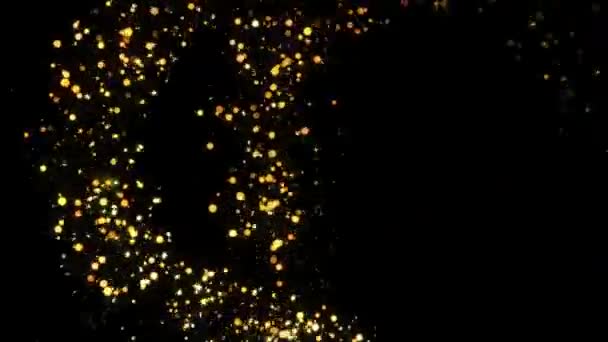 Altın parıldayan yıldız kuyruğu parıldayan sihirli kuyrukluyıldız ışıldayan parlak parlak altın parçacıklar siyah arka planda — Stok video