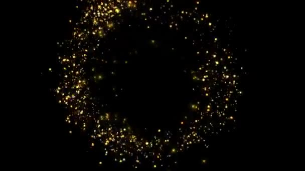 Ouro de Natal dourado de 4K brilha. partículas e faíscas. Bokeh luzes Animação. — Vídeo de Stock