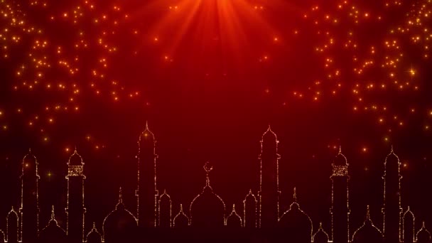 4K Greeting Card Abstract Golden Eid Mubarak Arabic Loop background. — Stock Video