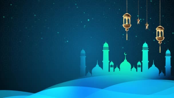 Eid Mubarak 4K Video with mosque, stars, lanterns 4K Loop Background —  Stock Video ©  #561358418