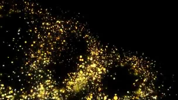 4K 루프 애니메이션 골든 입자와 반짝이는 금빛 반짝 이는. 보케등. — 비디오