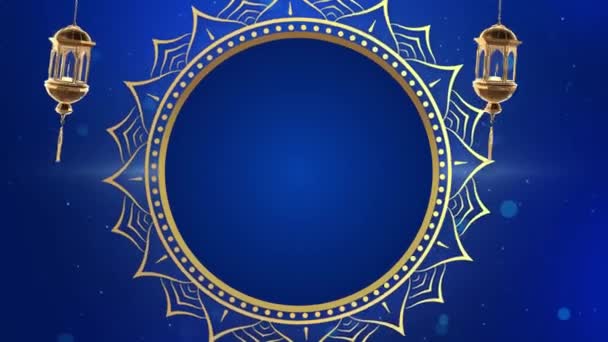 Holy month of muslim community Ramadan Kareem celebration Hanging Moon and Star particles — Stock Video