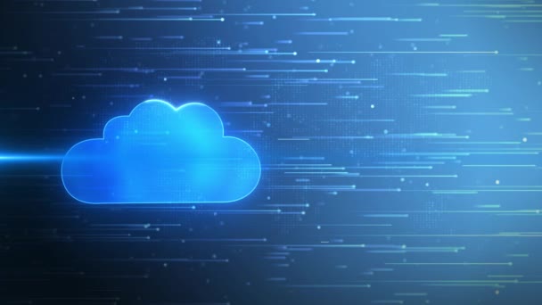 Υπολογίζοντας σύννεφο Big data visualization data center analytics IOT cloud computing AI 3D Animation. — Αρχείο Βίντεο