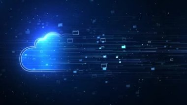 HUD Dijital Bulut Hesaplama siber uzay Teknoloji Ağı Döngü Canlandırma arkaplanı.