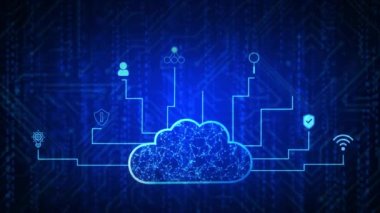 Yüksek çözünürlüklü dijital siber uzay. Teknoloji ağı ve veri bağlantısı Döngü Canlandırması.