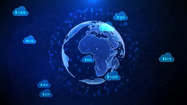 Toekomstige Digital Cloud Computing van cybersecurity, Data Network Technologie netwerk achtergrond. — Stockvideo