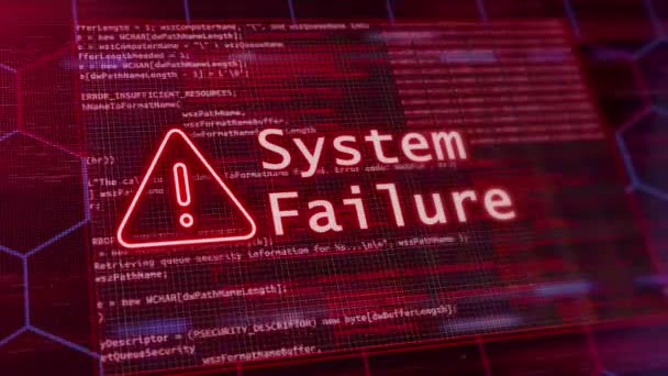 Sistem Kegagalan hack, peringatan layar pesan 4k Animasi. serangan hacking. — Stok Video