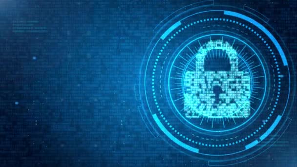 セキュリティ違反、赤い壊れた南京錠のアイコンが表示されるシステムのハッキング警告 — ストック動画