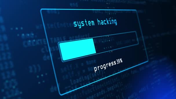 System Hacked Virus wykrył komunikat ostrzegawczy na ekranie komputera. — Wideo stockowe