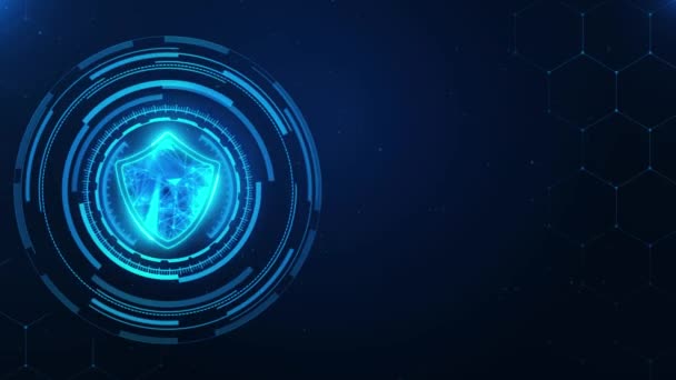 4K Animasyon Güvenlik kilidi gelecekteki siber teknoloji ağ güvenliği için bağlantı hattı yüklüyor. — Stok video