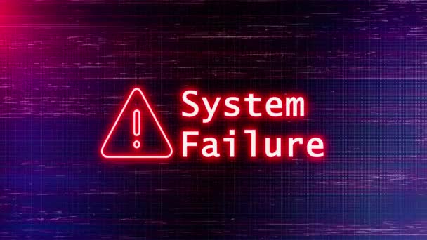 4K Systém Varovné znamení selhání s digitálním binárním kódem 3d pozadím. — Stock video