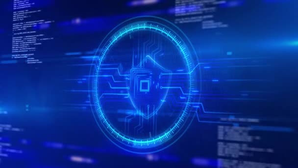 4K HUD a štíty Ikona kybernetické bezpečnosti, ochrana digitálních dat. — Stock video