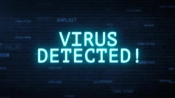 Вирус 4k Loop обнаружен Предупреждение Предупреждение, генерируемое на цифровой системе оповещения безопасности. — стоковое видео