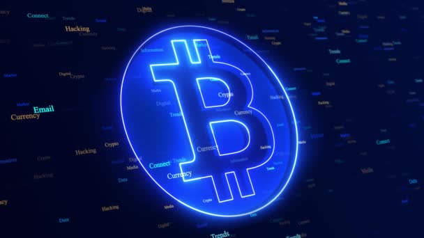 Ψηφιακή κρυπτογράφηση Bitcoin Bitcoin νόμισμα δίκτυο κρυπτογράφησης, κόσμο χρήματα Loop φόντο — Αρχείο Βίντεο